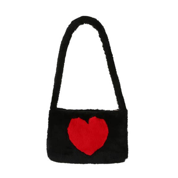 bolso de mano con asa superior con estampado de corazón de piel sintética para mujer para venta al por mayor de Nima Accessories Inc