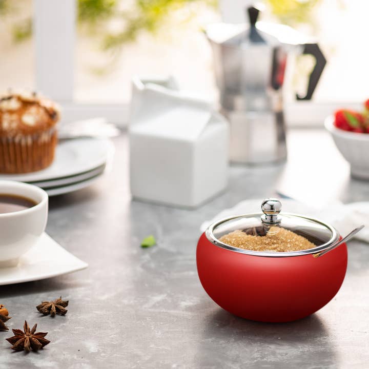 Kook - Wholesale Bowl - Kook Large Stainless Steel Sugar Bowl, Lid & Spoon, 16 oz17