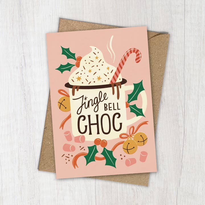 Hot Chocolate Camping Mug | Retro Adventure Christmas Card for wholesale by Bird & Co Studio
