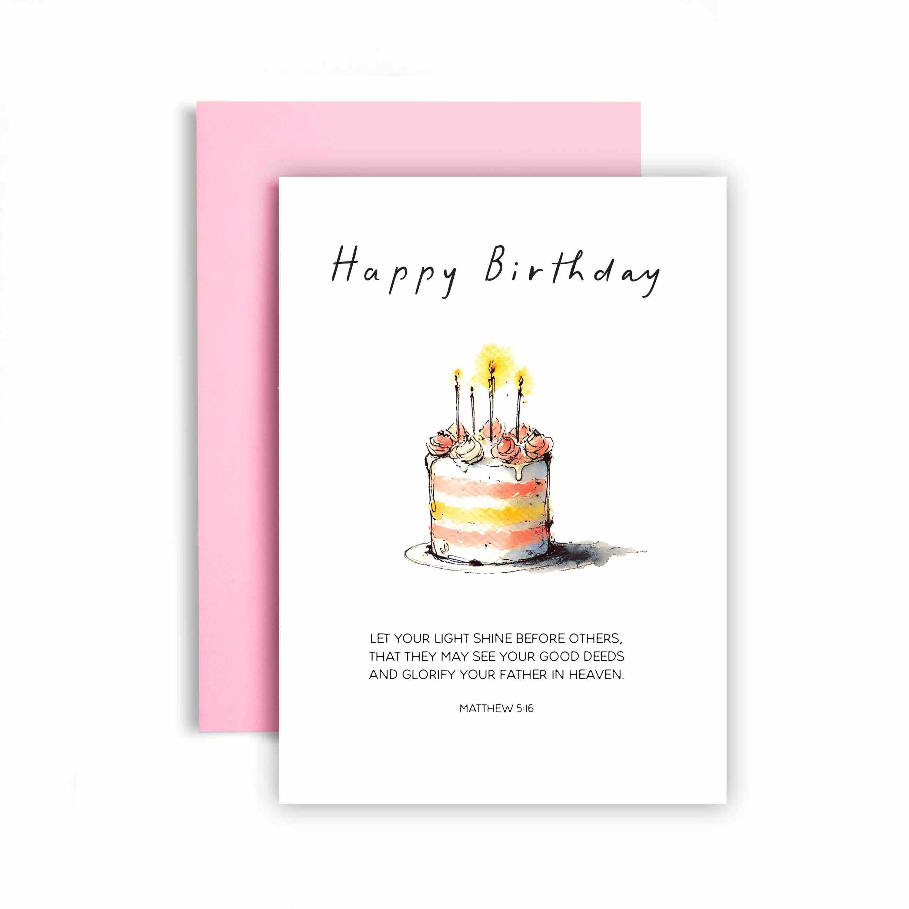 Huxters – wholesale Birthday card – Matthew 5:16 Religious Happy Birthday Card0
