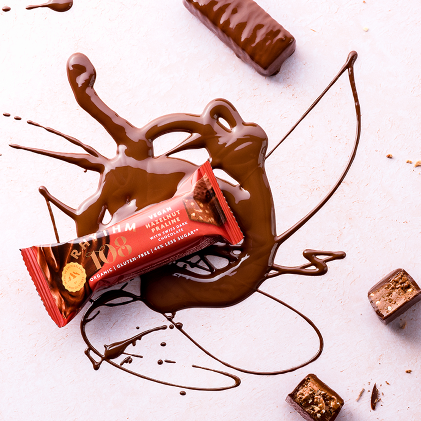 Rhythm108 - Wholesale Chocoladereep - Vegan hazelnootpraliné reep met pure chocolade 33 g7