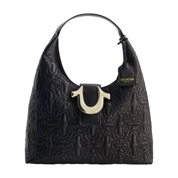 True Religion - Wholesale Shoulder Bag - Women's - True Religions Quilted Horseshoe Medium Hobo, BLACK