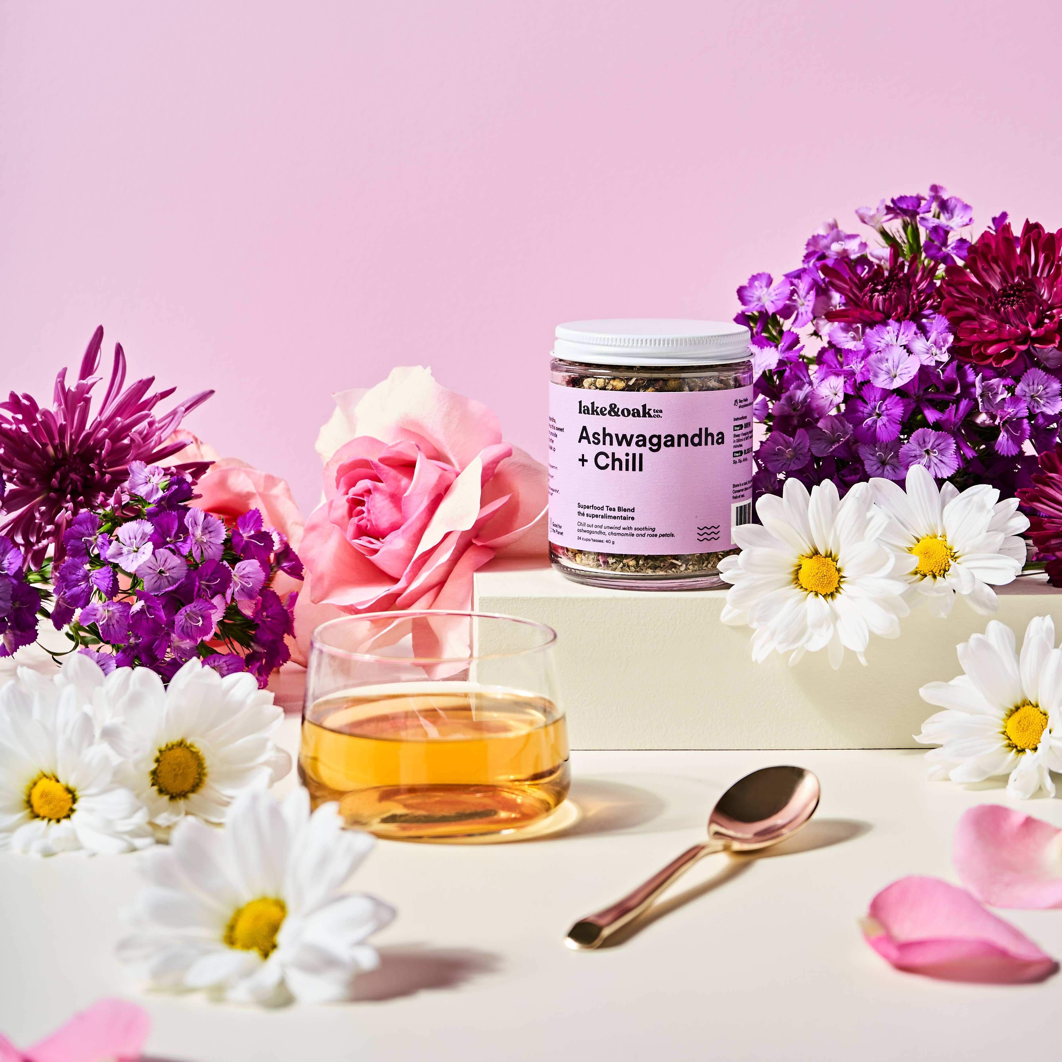 Ashwagandha + Chill - Superfood Tea Blend for wholesale by Lake & Oak Tea Co.