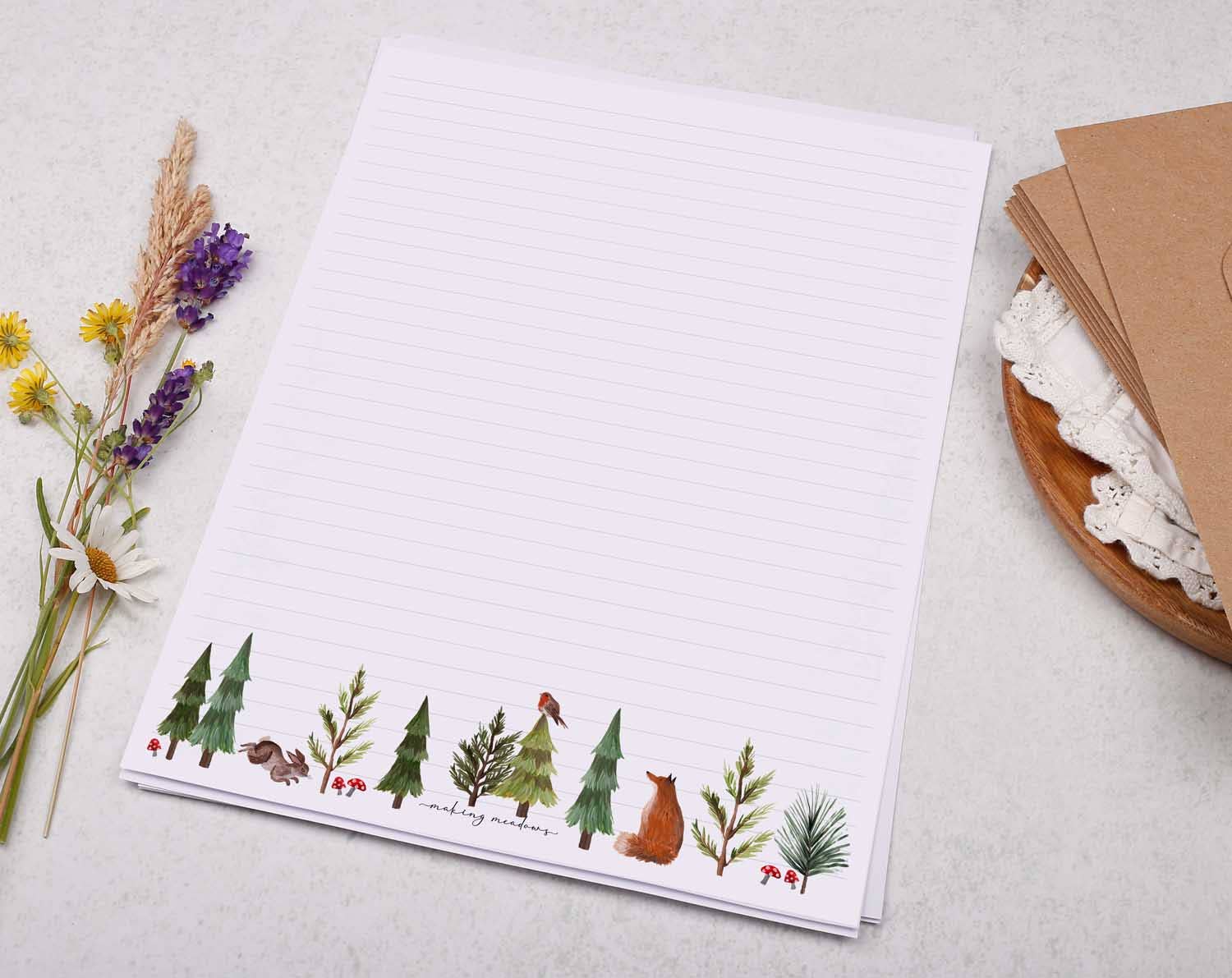 Making Meadows Ltd - Wholesale Letterhead - A4 writing paper with woodland animals | Letter Paper2