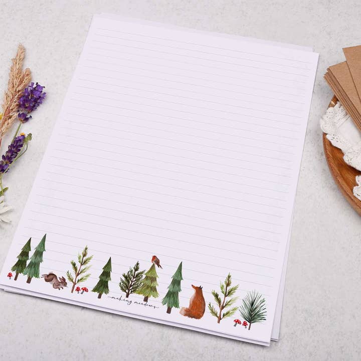 Making Meadows Ltd - Wholesale Letterhead - A4 writing paper with woodland animals | Letter Paper2