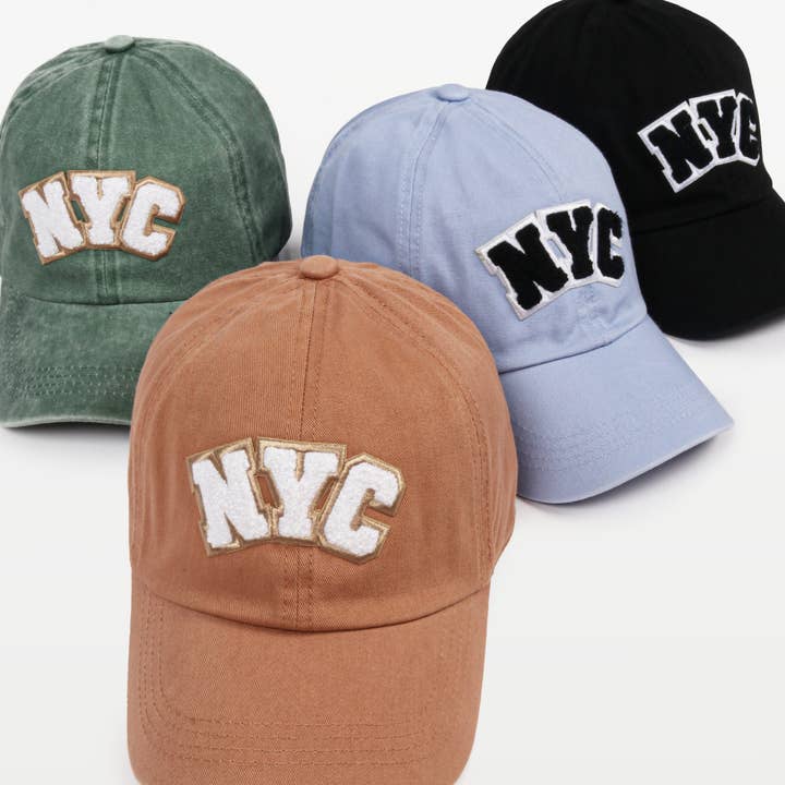 NYC NEW YORK CITY Chenille Patch Baseball Cap for wholesale by David And Young