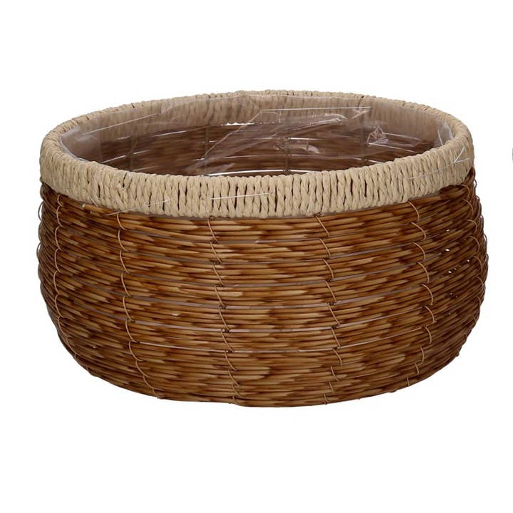 Polyrattan Plant Holder 1-3 Natural RoundCM Ø29h16 for wholesale on Faire2