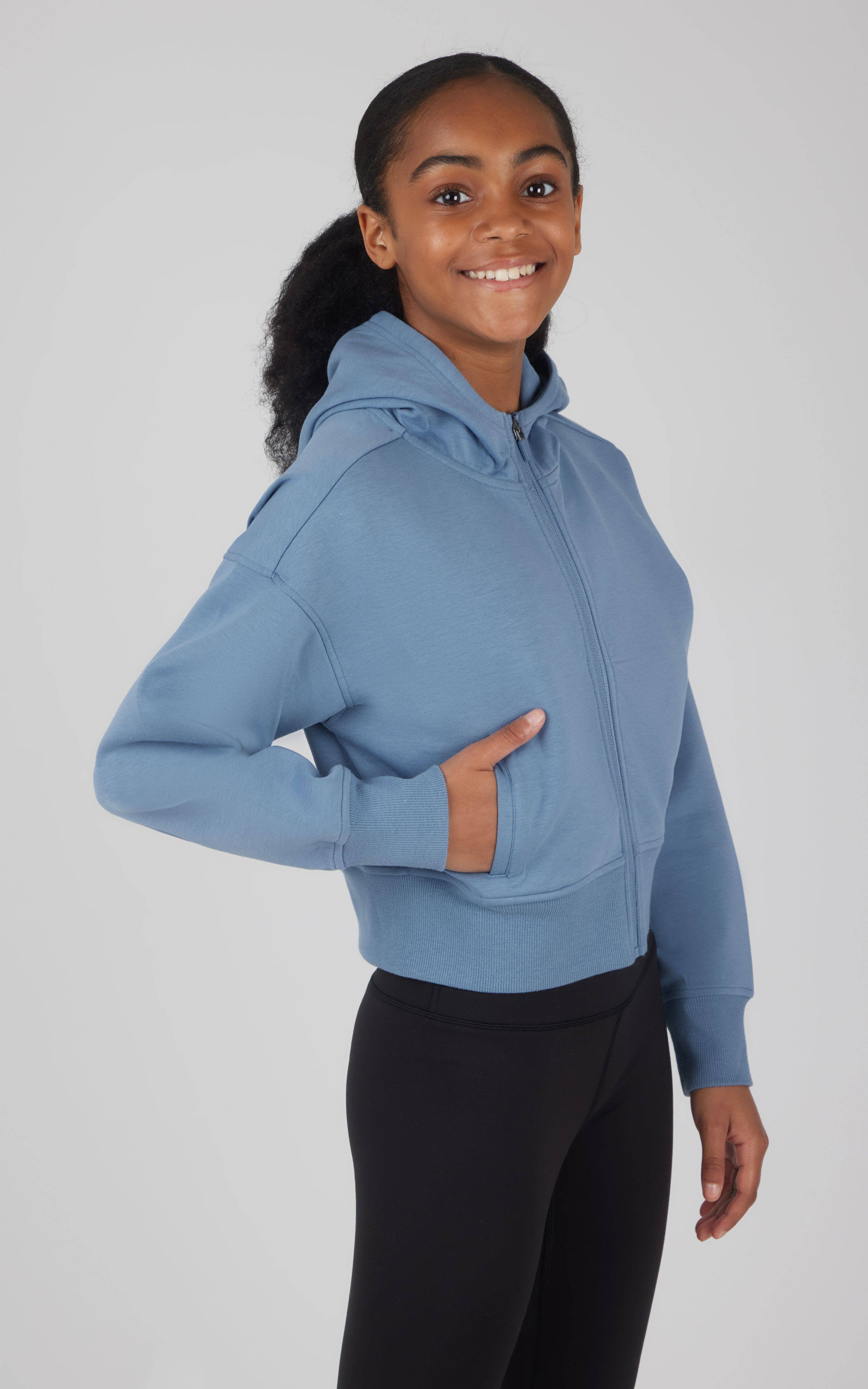 90 Degree by Reflex & Yogalicious - Wholesale Jacket - Kids - Girls Scuba Full Zip Everyday Hoodie Jacket2