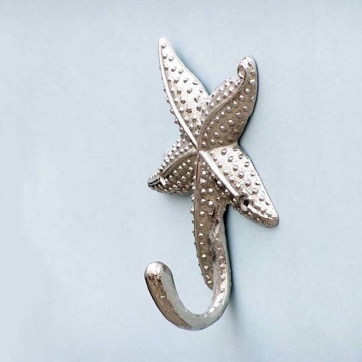 Hampton Nautical - Wholesale Wall Hook - Chrome Starfish Hook 5"