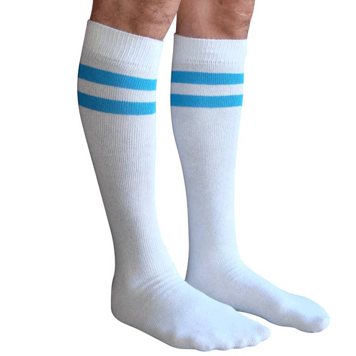 Chrissy's Socks - Wholesale Socks - Men's - White/Neon Blue Mens Tube Socks