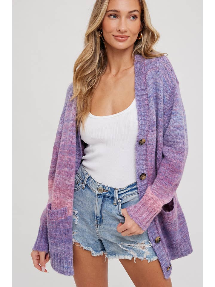 Bluivy - Wholesale Cardigan - Women's - TIE-DYE KNIT SWEATER CARDIGAN