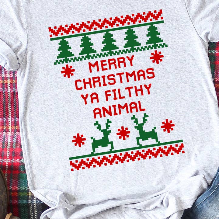 Feliz Navidad Ya Sucia Animal Graphic Camiseta para venta al por mayor de Kissed Apparel