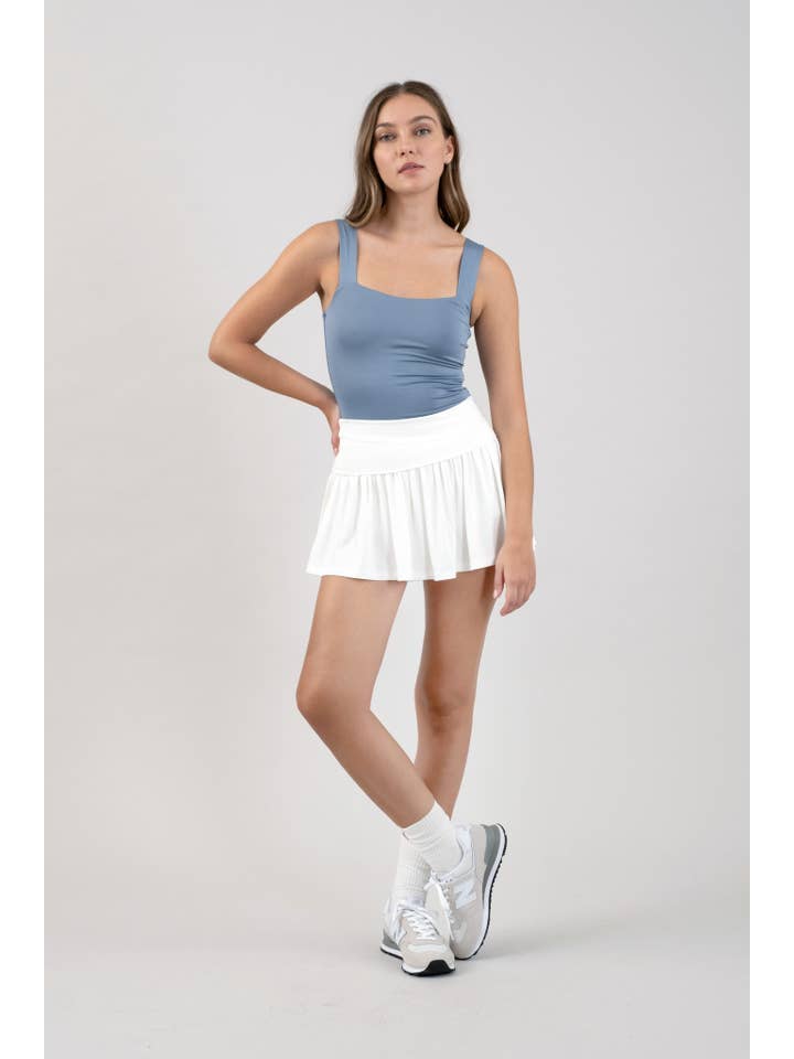 The Workshop Studio - Wholesale Skirt - Women's - WIDE WAISTBAND TENNIS MINI SKIRT WITH SHORTS