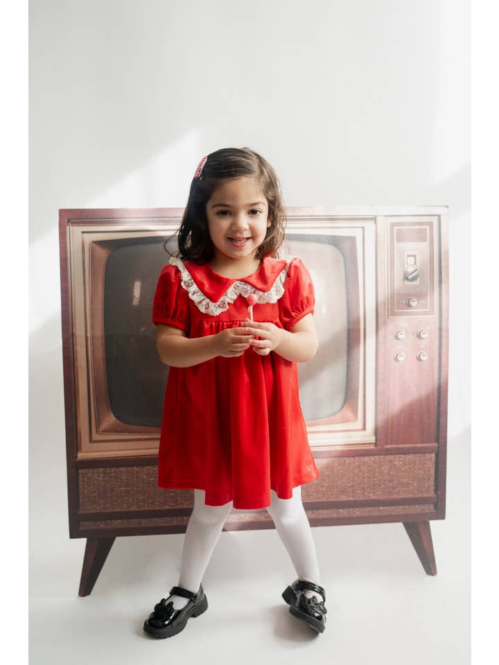 Strawberry Jam Kids - Wholesale Dress - Kids - Red Velvet Girls Christmas Dress Vintage Style Baby Toddler3