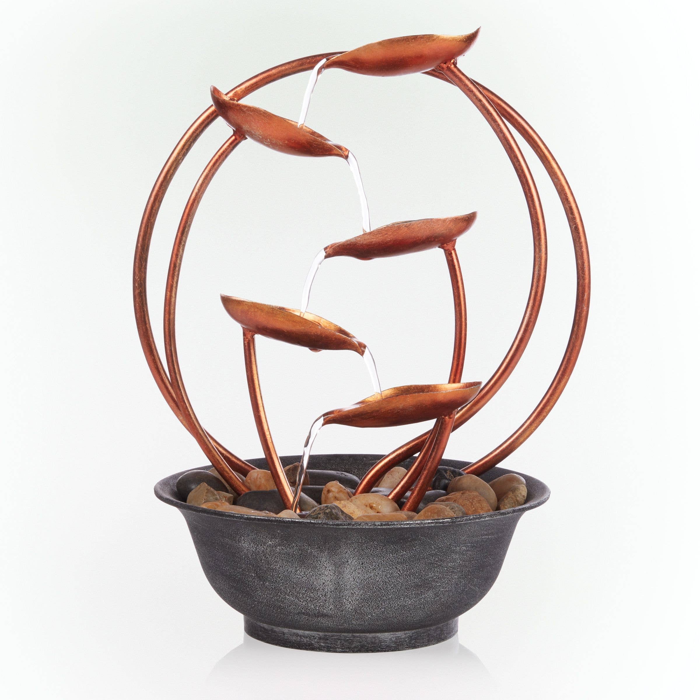 Alpine Corporation - Wholesale Decorative Tabletop Object - Alpine Corporation Metal Leaf Multi-tier Tabletop Fountain1