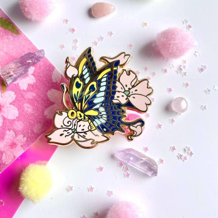 Shishido Creative - Wholesale Lapel Pin/Button - Cherry Blossom Butterfly • Sakura ni Chouchou Enamel Pin2