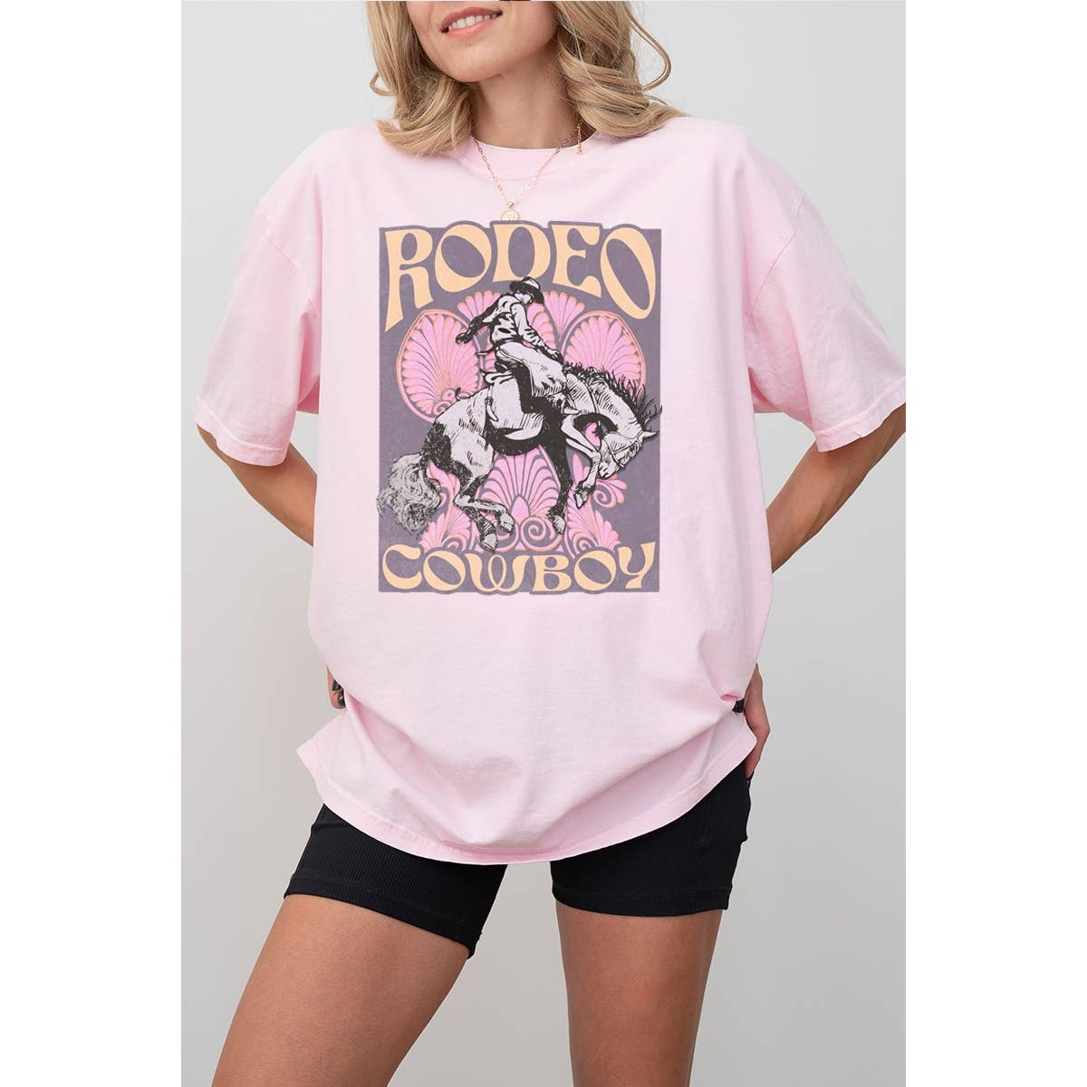 Illustrated Society - Wholesale Tunic - Women's - RODEO COWBOY  GRAPHIC OVERSIZED TEE0
