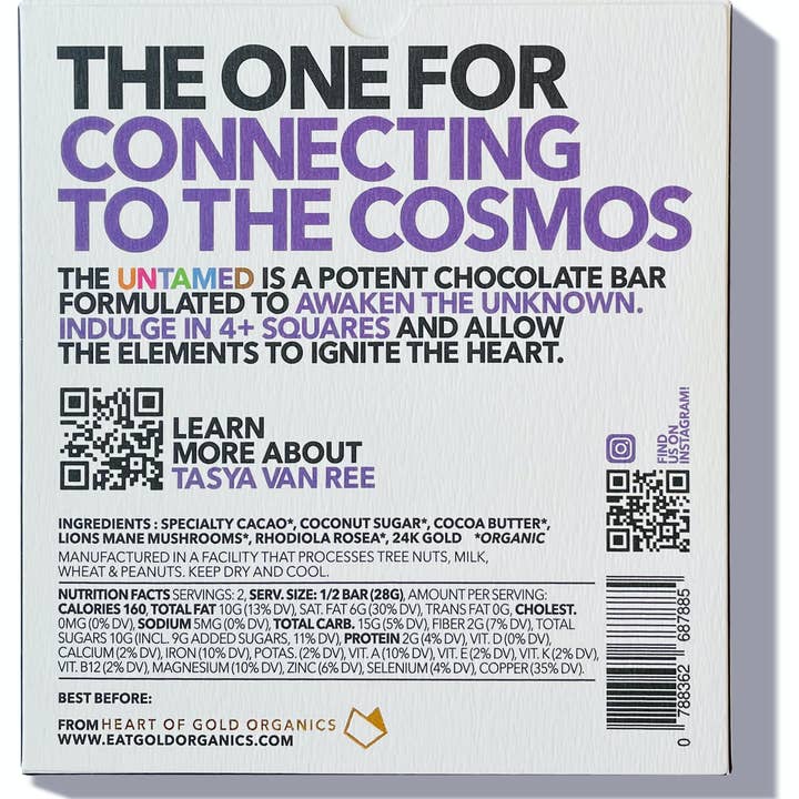 Eat Gold Organics - Wholesale Chocolate Bar - The Untamed a 24k Gold, Functional, Delicious Chocolate Bar2
