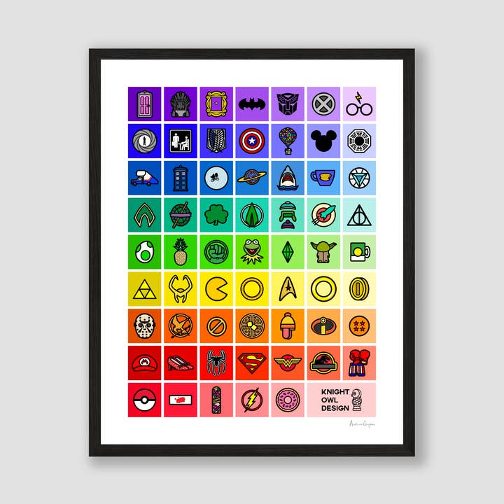 Imprimé pop culture de la palette arc-en-ciel pour la vente par Knight Owl Design