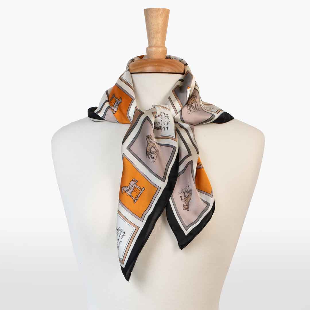 URBAN-EQUESTRIAN - Wholesale Scarf - Women's - Pony Club - Stylized Equestrian Scarf with Black Border3