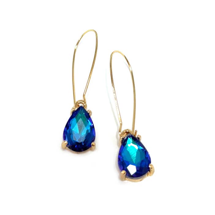 StarryNYC - Wholesale Dangle Earrings - Midi Size Teardrop 5A Grade Glass Drop Kidney Wire Earrings
