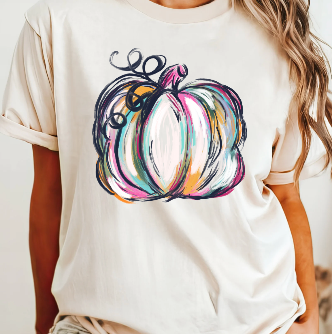 Kiki's Boutique - Wholesale Screen Printed T-Shirt - Women's - Watercolor Pumpkin Tee7