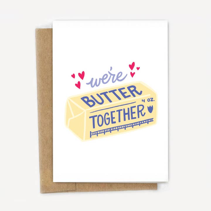 A Fink & Ink - Wholesale Love Card - We're Butter Together Love Card