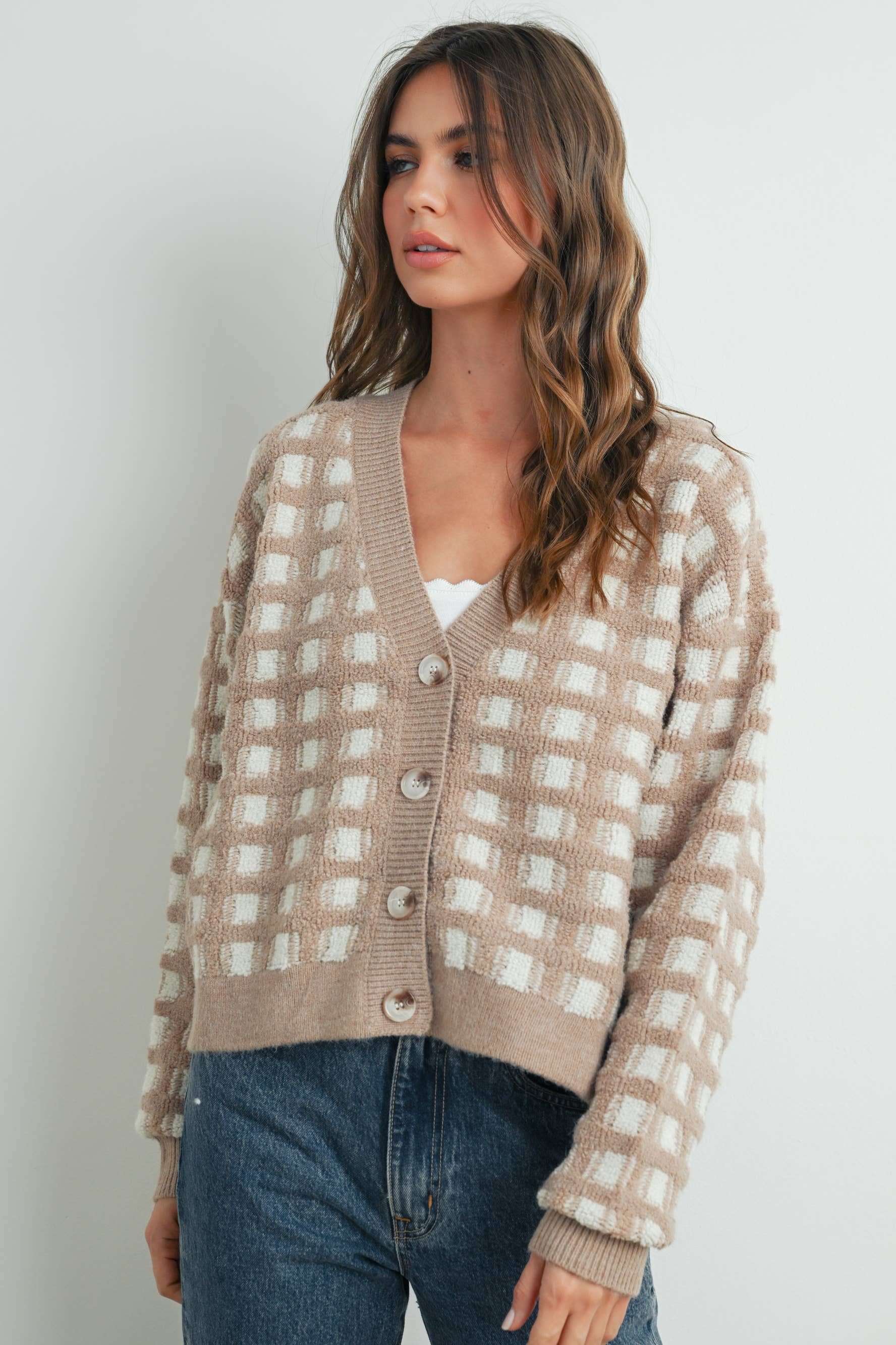 BUTTERMELON – Engroshandel Cardigan - Dame – Cropped V-hals Cardigan - BMC75193