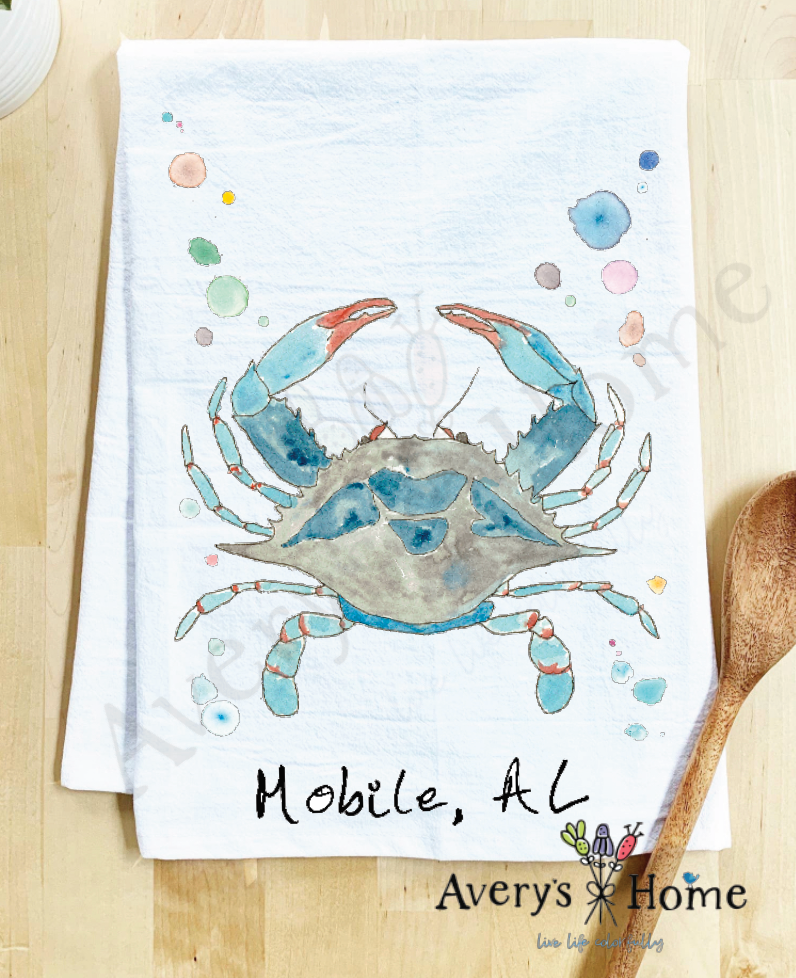Avery's Home - Wholesale Tea Towel - Blue Crab Ocean Customizable Coastal Tea Towel54