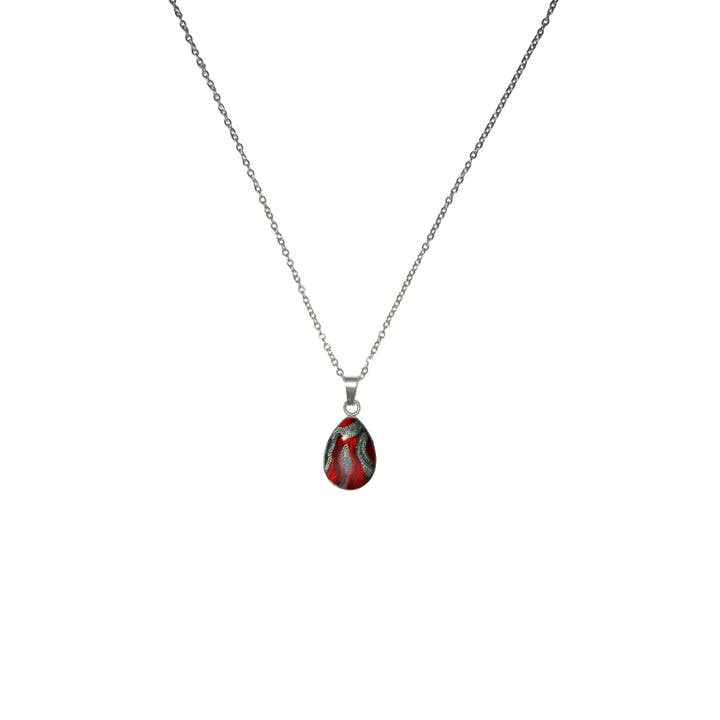 FABRIANNE RED AND SILVER XS DROP PENDANT ON A CHAIN NECKLACE - SD441W for wholesale by Mo Resin