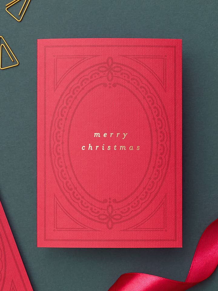 Merry Christmas Card | Red Vintage Christmas Greeting Card for wholesale by Another Loop