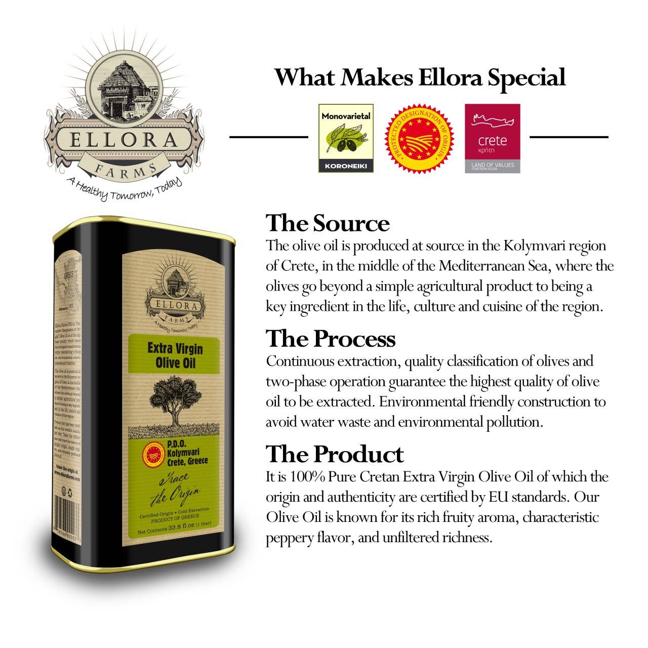 ELLORA FARMS - Wholesale Olive Oil - Greek Extra Virgin Olive Oil, Traceable, Single Estate, 34oz8