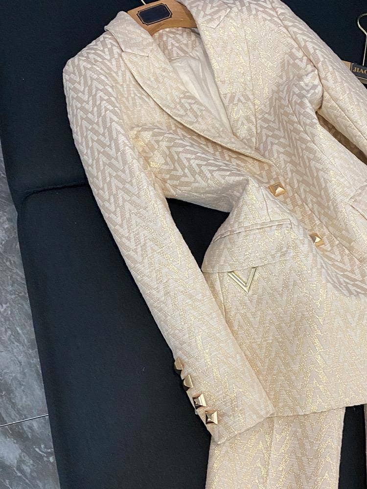 Farbe als Bilder SY383 Jacquard-Anzug mit schmaler Hose - Zweiteiliges Set für den Großhandel auf Faire5