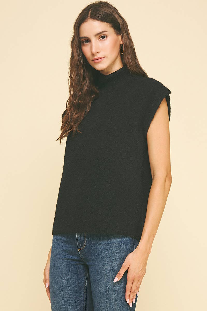 PINCH - Wholesale Knit Sweater - Women's - TURTLE NECK CAP SLEEVE SWEATER - 6334W9