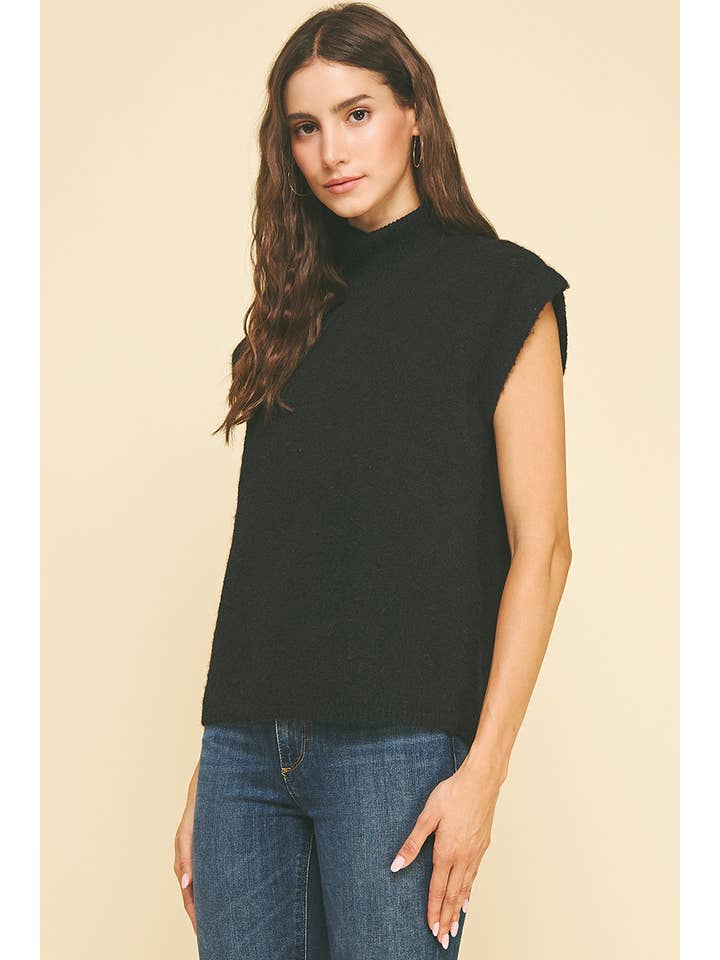 PINCH - Wholesale Knit Sweater - Women's - TURTLE NECK CAP SLEEVE SWEATER - 6334W9