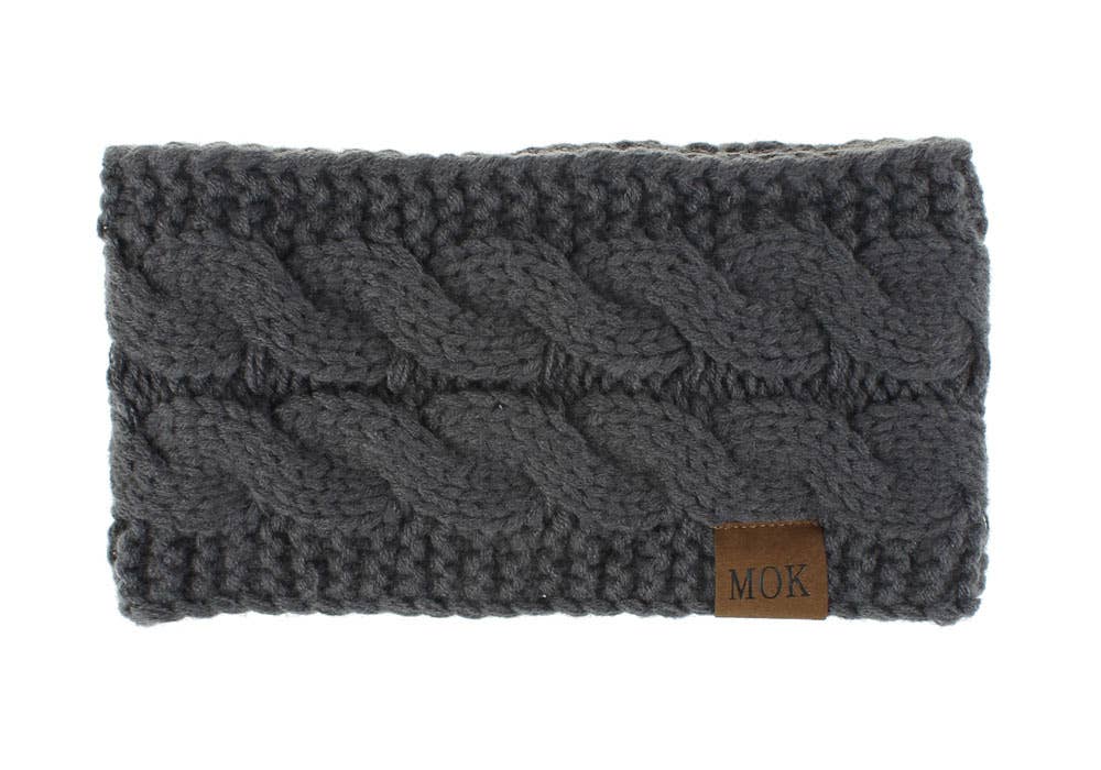 MKS America - Wholesale Fashion Headband - Women's - Plain Cable Knit Head Wrap Thermal fleece lined headband8