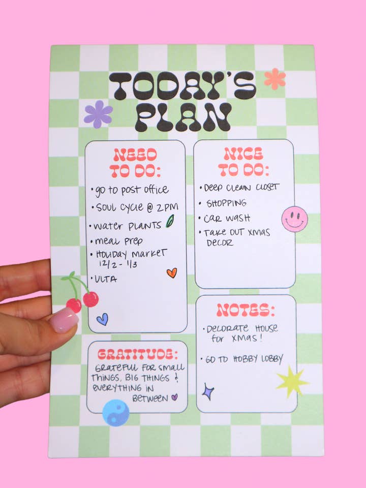 Today's Plan Notepad for wholesale by Electric Feels Company