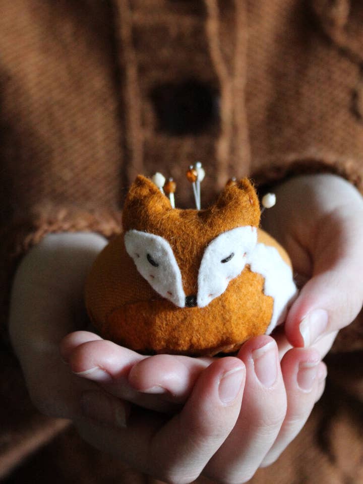 Sleepy Fox Pincushion Sewing Pattern for wholesale by NNK Press