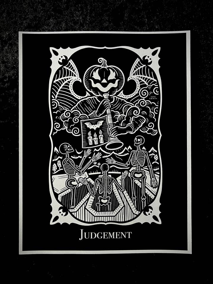Impression de Tarot du Jugement 8,5"x11" Format Lettre, Art Gothique pour la vente par Soni Graves