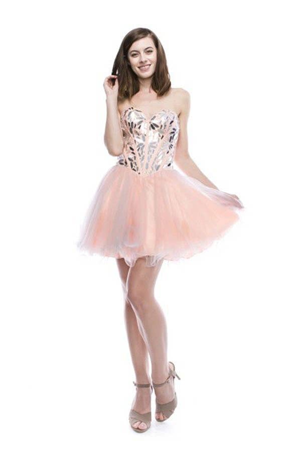 Chicas – Großhandel Kleid – Damen – Kurzes Satinkleid mit Spiegelakzenten C67252