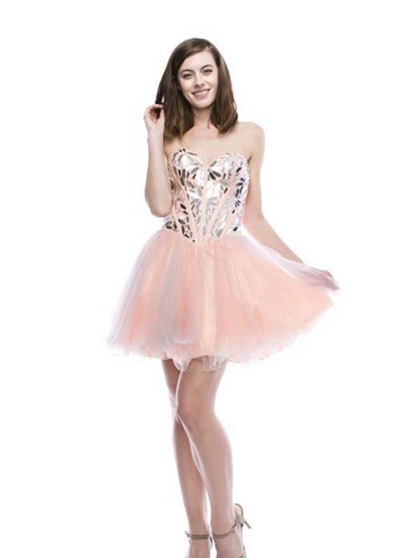 Chicas – Großhandel Kleid – Damen – Kurzes Satinkleid mit Spiegelakzenten C67252