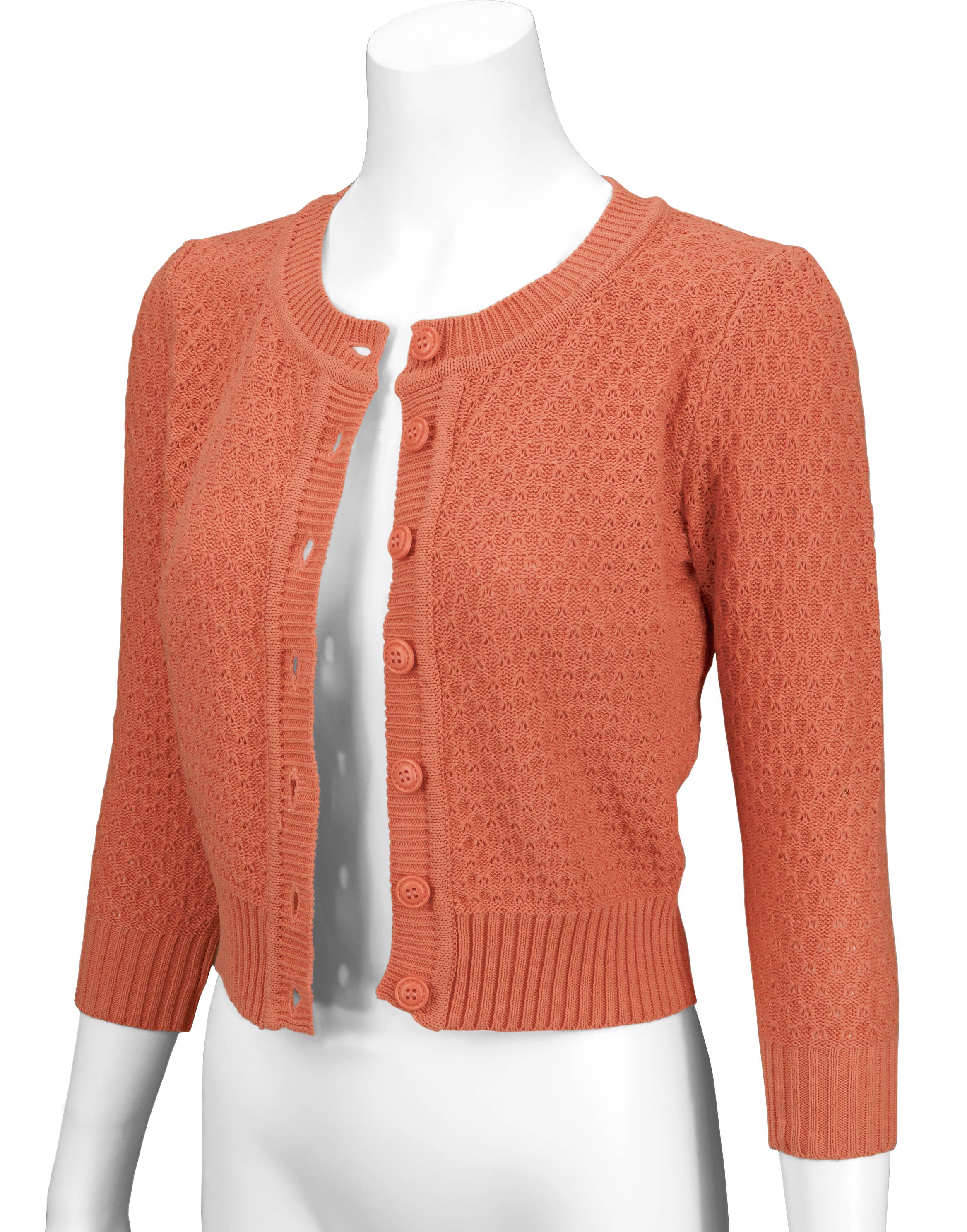 Mak - Vendita all'ingrosso Cardigan - Donna - Maglione cardigan plus size lavorato a maglia girocollo con maniche a 3/4 MK3514PL13