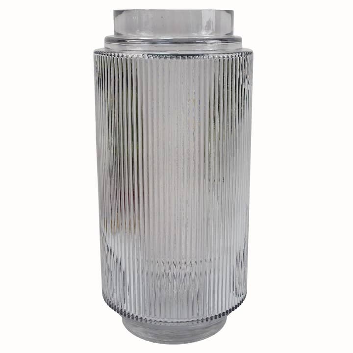 Glass Vase Clear Ridged Glass Vase 31cm for wholesale by Leaf Design UK LTD