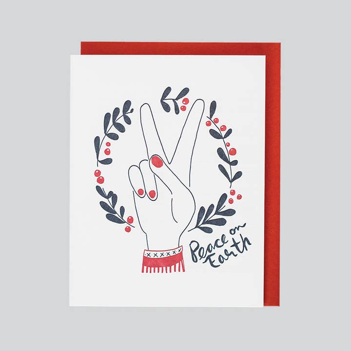 Peace On Earth - Letterpress Holiday Greeting Card for wholesale by folio press & paperie