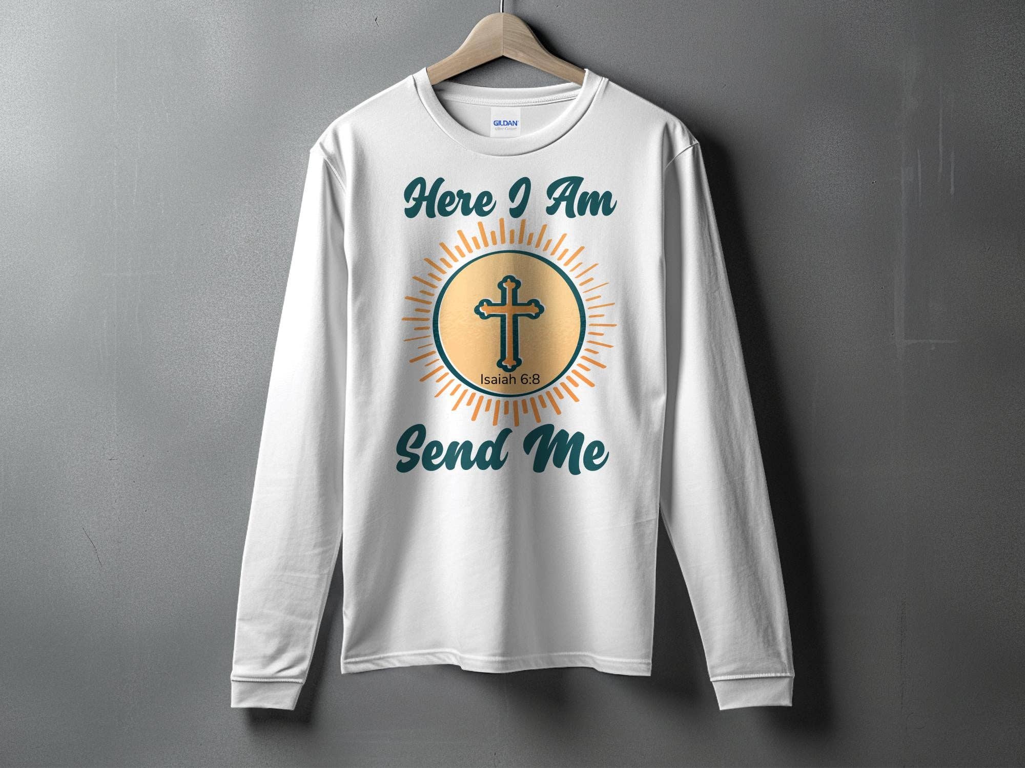FreakyTeeFactory - Wholesale Screen Printed T-Shirt - Women's - Christian T-Shirt Here I Am Send Me, Isaiah 6 8 Scripture Tee, Religious Gift, Faith-Based Clothing, Unisex Bible Verse Shirt10
