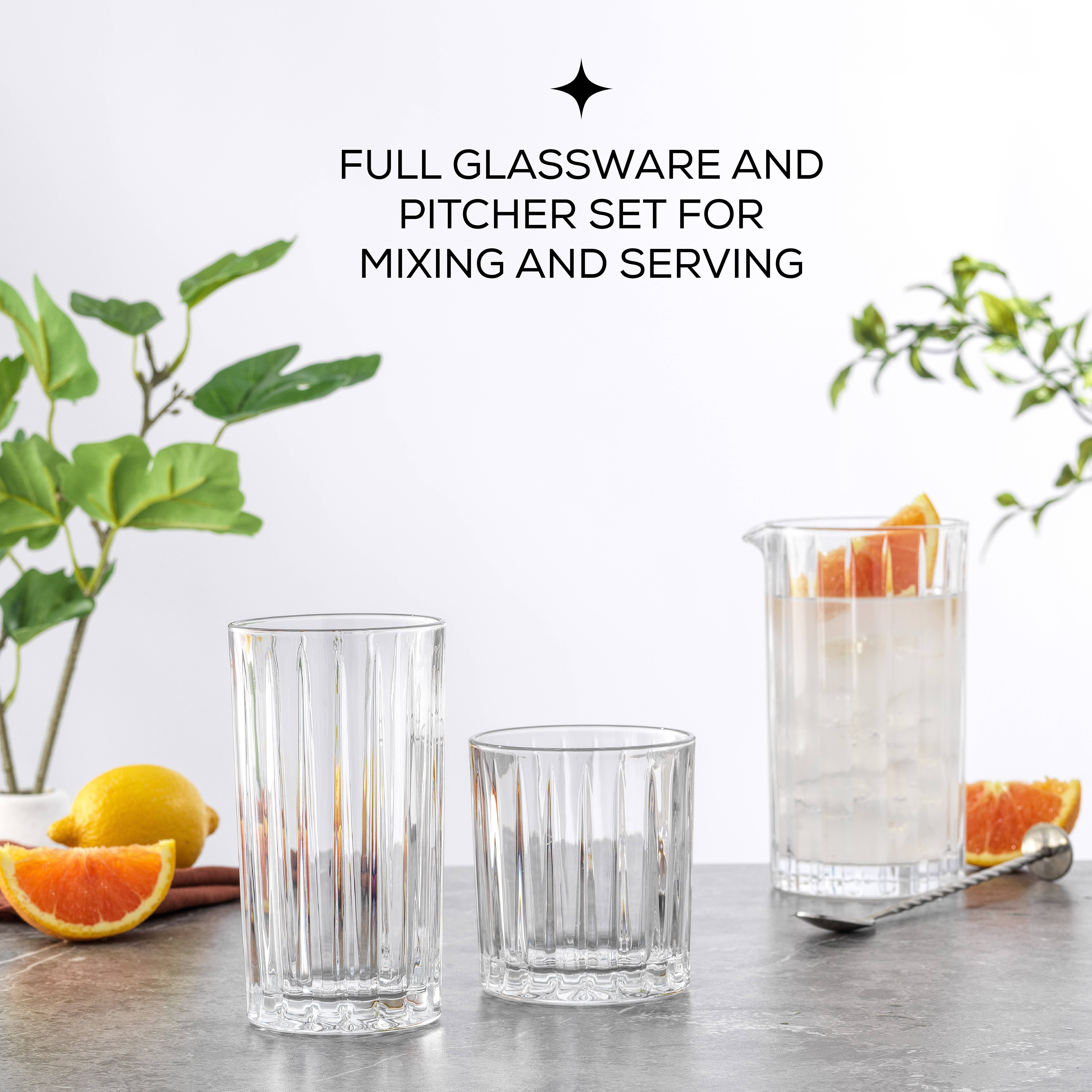 JoyJolt - Wholesale Cocktail/Liquor Glass - Alina 8 Piece Ribbed Glass Drinkware Set6
