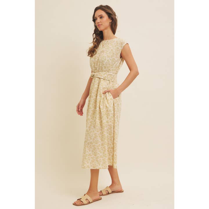 in february - Wholesale Dress - Women's - BOAT NECK PLEATED SLEEVELESS FLORAL MIDI DRESS7