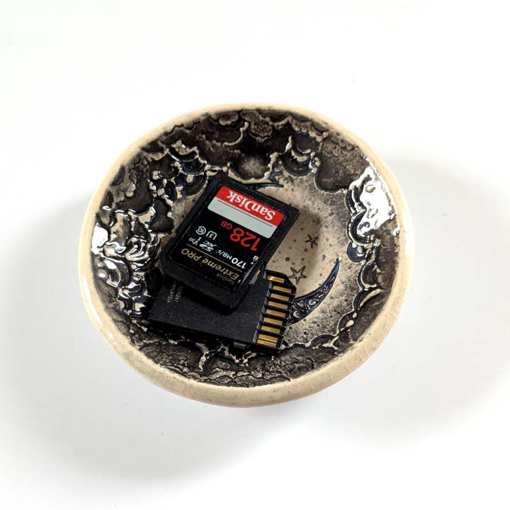 Walton Clay Studio - Wholesale Jewelry Dish - Pottery Dish Bowl - Crescent Moon (Black)