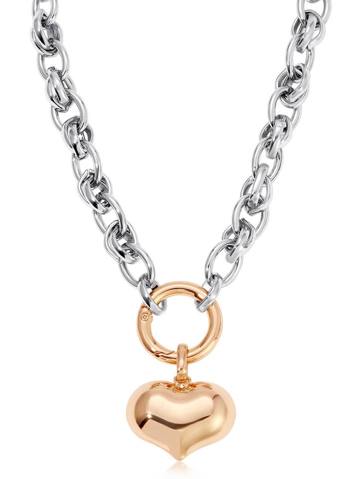 Collier en forme de cœur en métal mélangé verrouillé pour la vente par Ettika