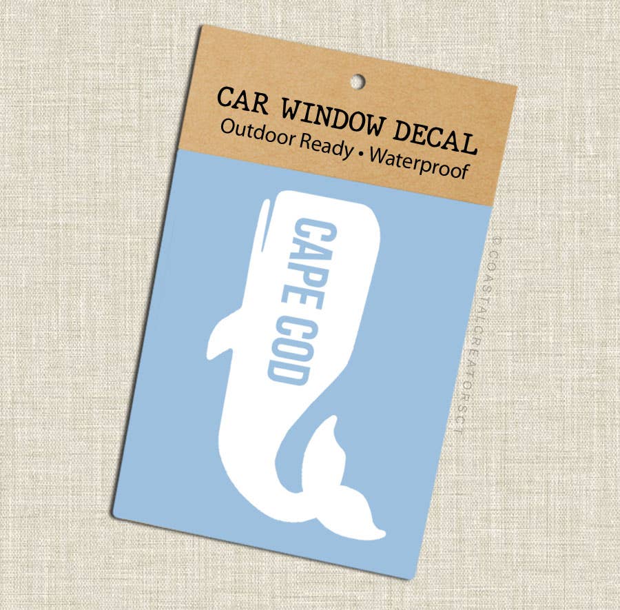 Coastal Creators of Connecticut - Wholesale Sticker - Cape Cod Massachusetts Whale Car Window Decal (Packaged)1